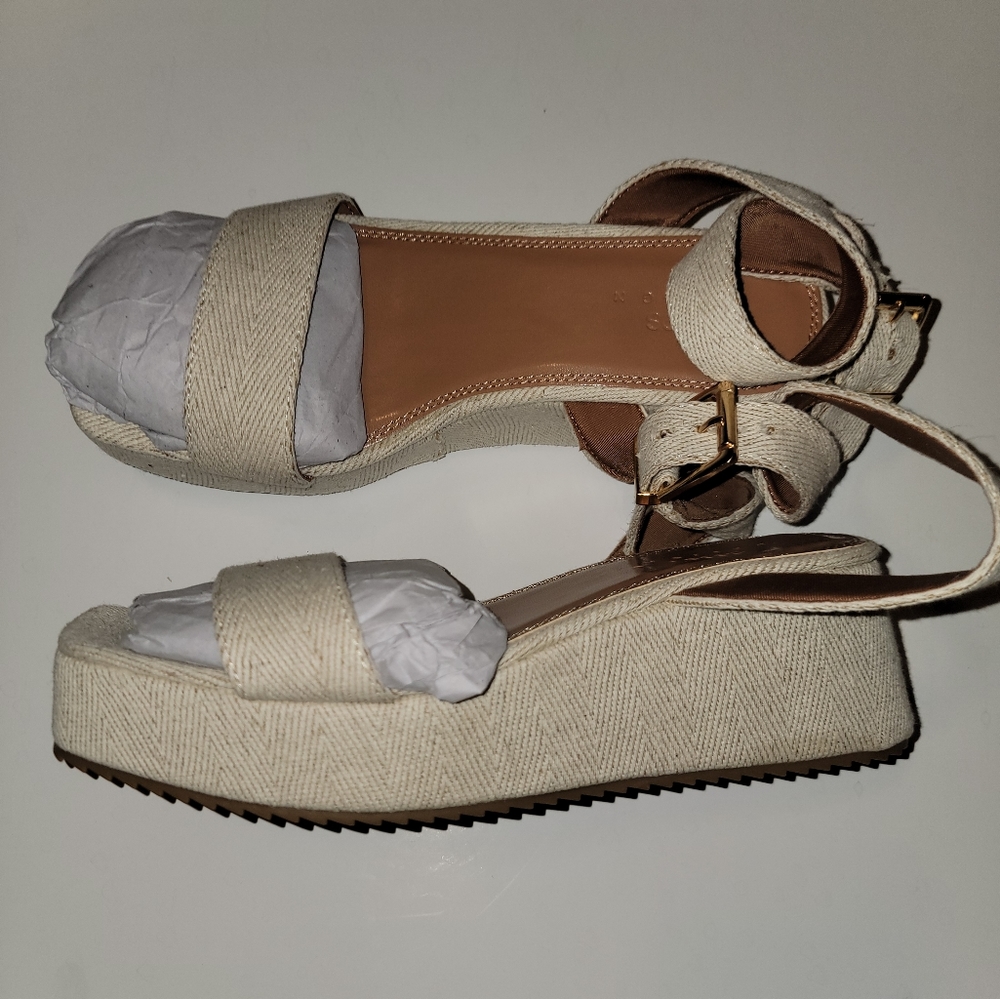 ASOS DESIGN Tati flatform sandals in natural fabrication